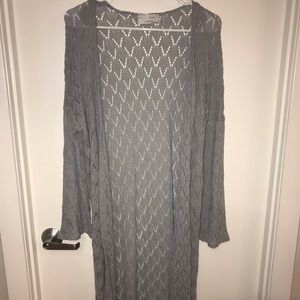 Light blue long cardigan with trendy bell sleeves